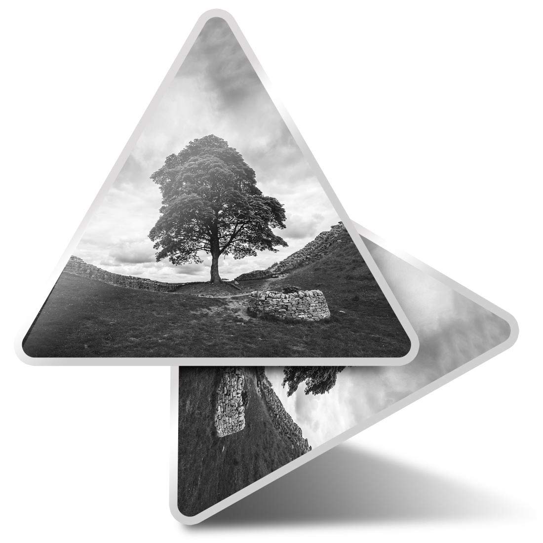 Destination Vinyl Ltd Multi 2 X Triangle Stickers 10Cm - Bw - Hadrian's Wall Northumberland Laptop Tablet Luggage Scrapbook #38142