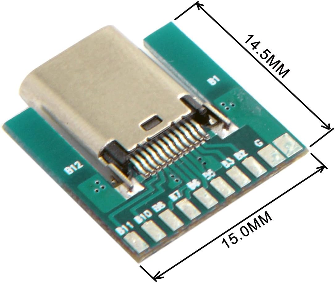 JSER DIY 24pin USB 3.1 Type-C Female Socket Connector SMT Type with PC Board