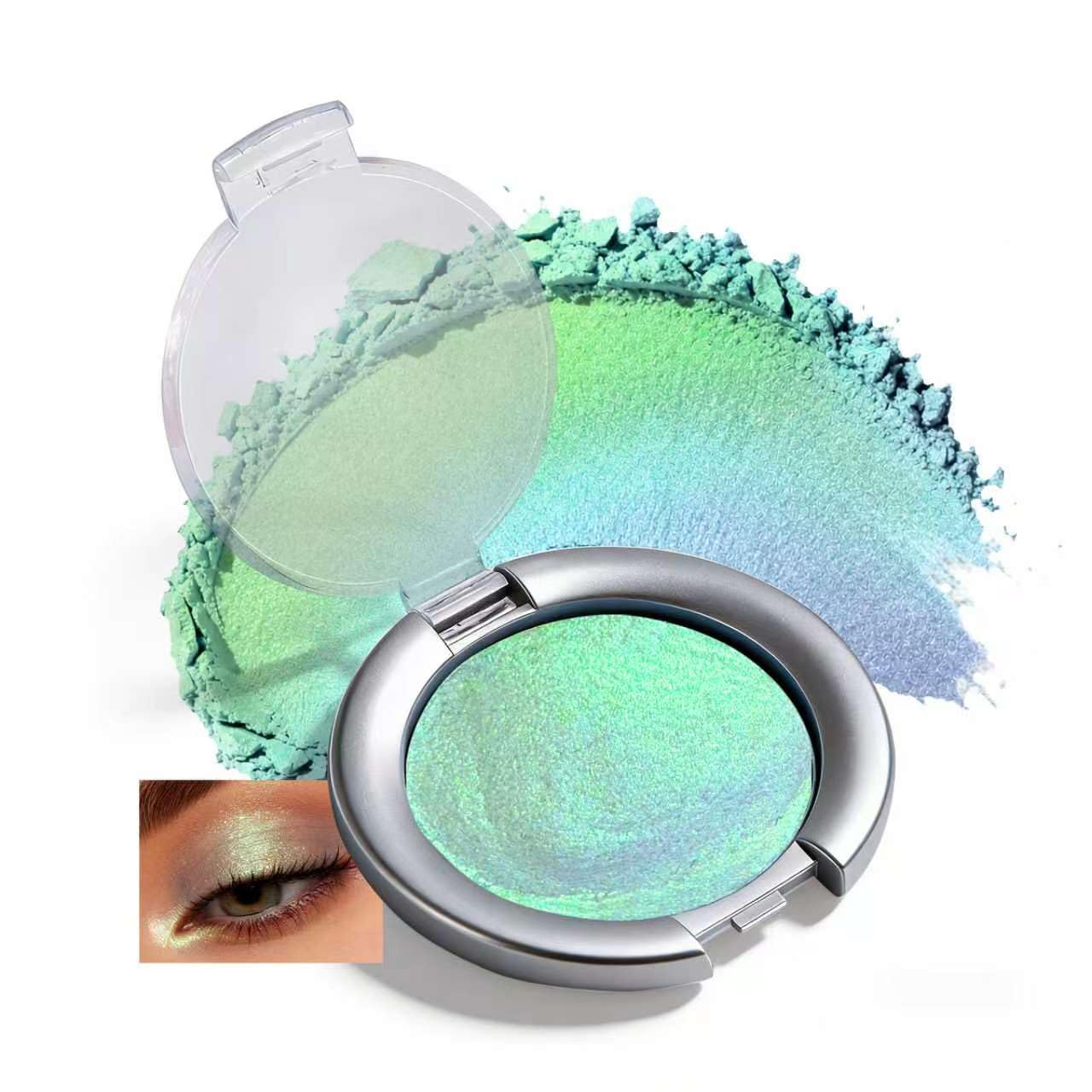 Chameleon Green Glitter Eyeshadow - Holographic Duochrome Shine