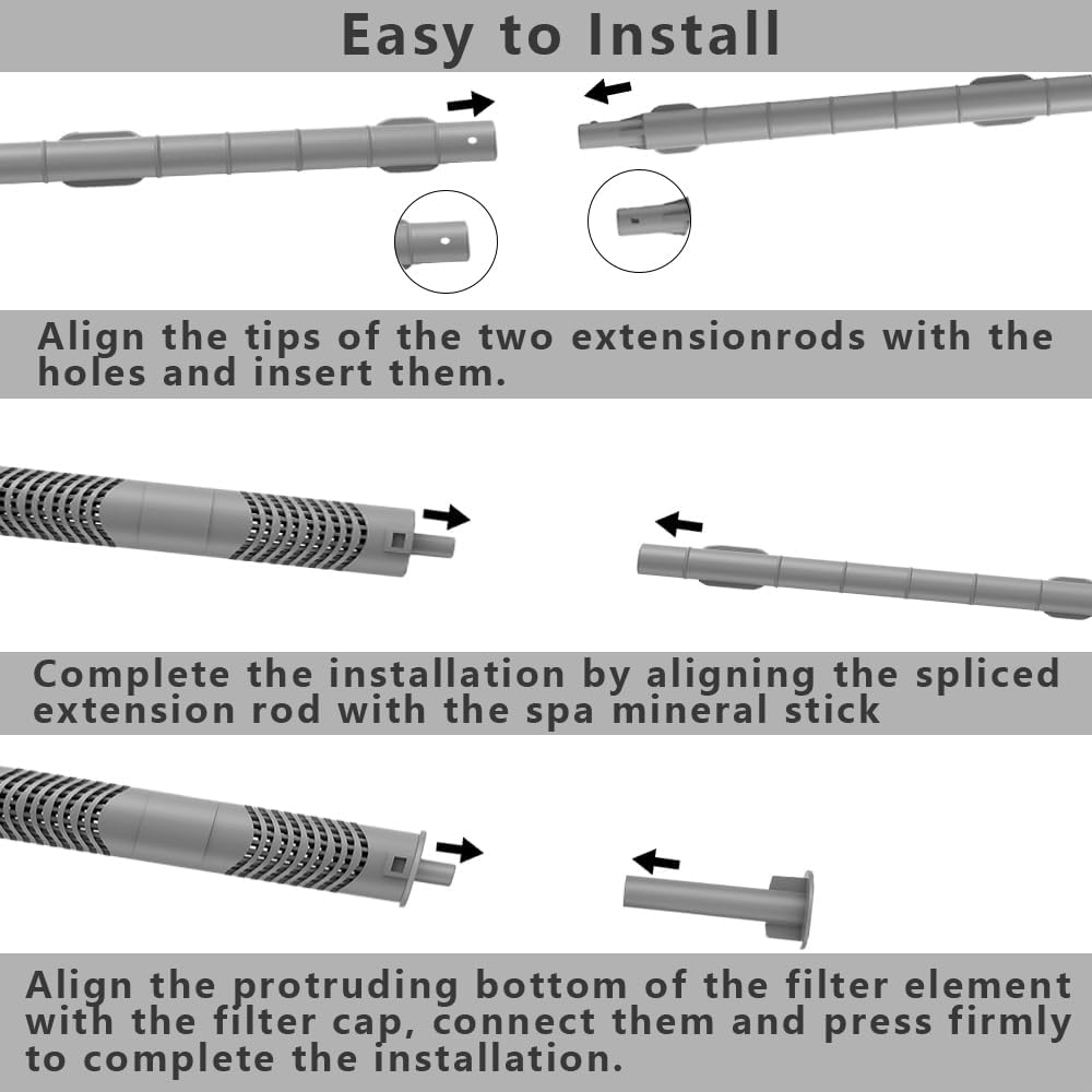 Spa Mineral Ion Cartridge Sticks for Hot Springs Spa, Silver Ion Spa Mineral Cartridge Ag+ Sticks for Hot Tub, Supply Fresh and Clear Water. (3-PCS)