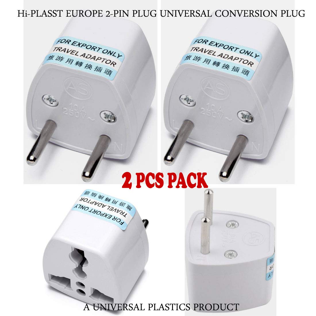 Buy HiPLASST (2PCS) (Type C) 2 Pin Power Plug Adapter Converter