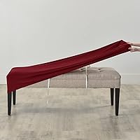 Vista 4 de FORCHEER Funda de terciopelo para banco de comedor, funda lavable para sala de estar, protector de asiento de banco Ottman para dormitorio, cocina