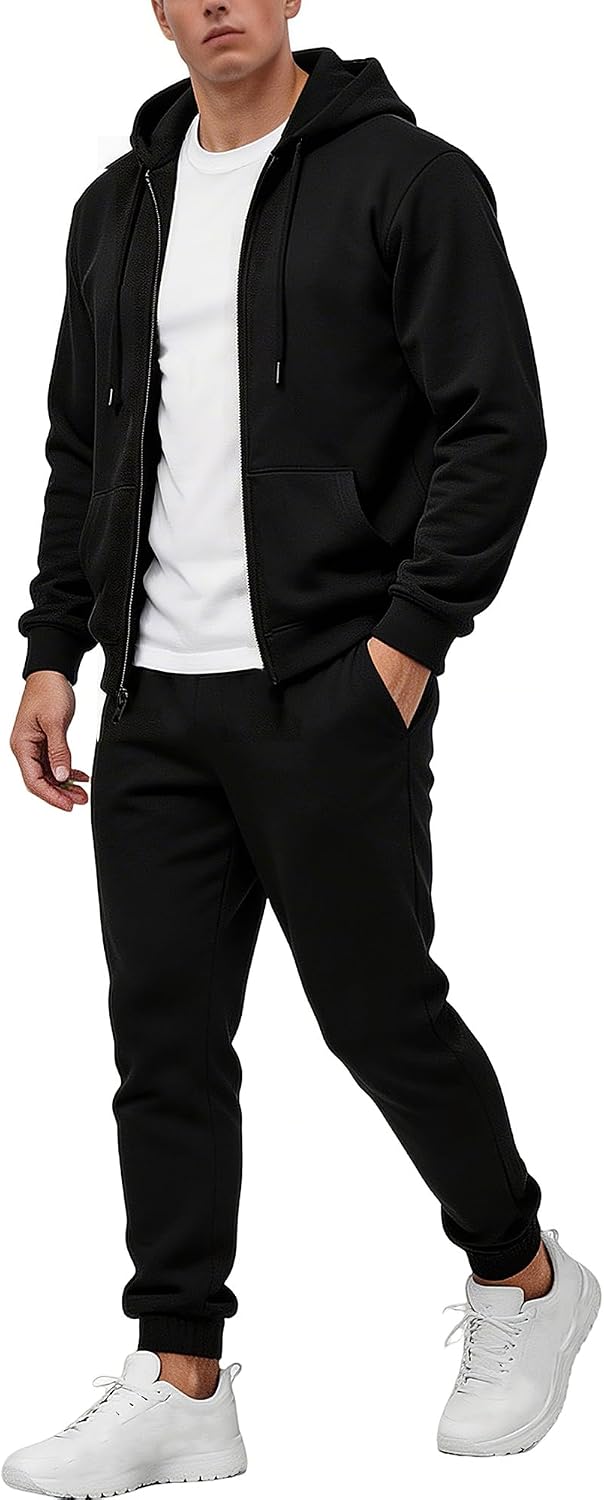 Men's Tracksuits Full Zip 2 Piece Sets Casual Hoodies Sweatsuits Athletic Outfits For Men Fleece Jogging Sweat Suits