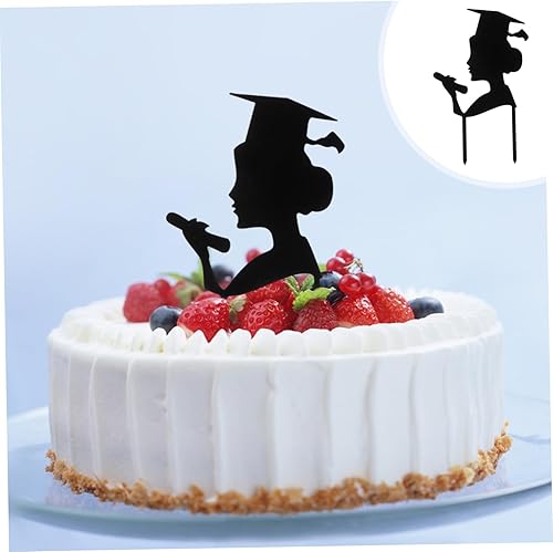 Miniatura 2 de Garneck 6pcs graduation girl card graduation cupcake toppers Grad Cake Insertion graduation cap cupcake toppers graduation hat black accent decor