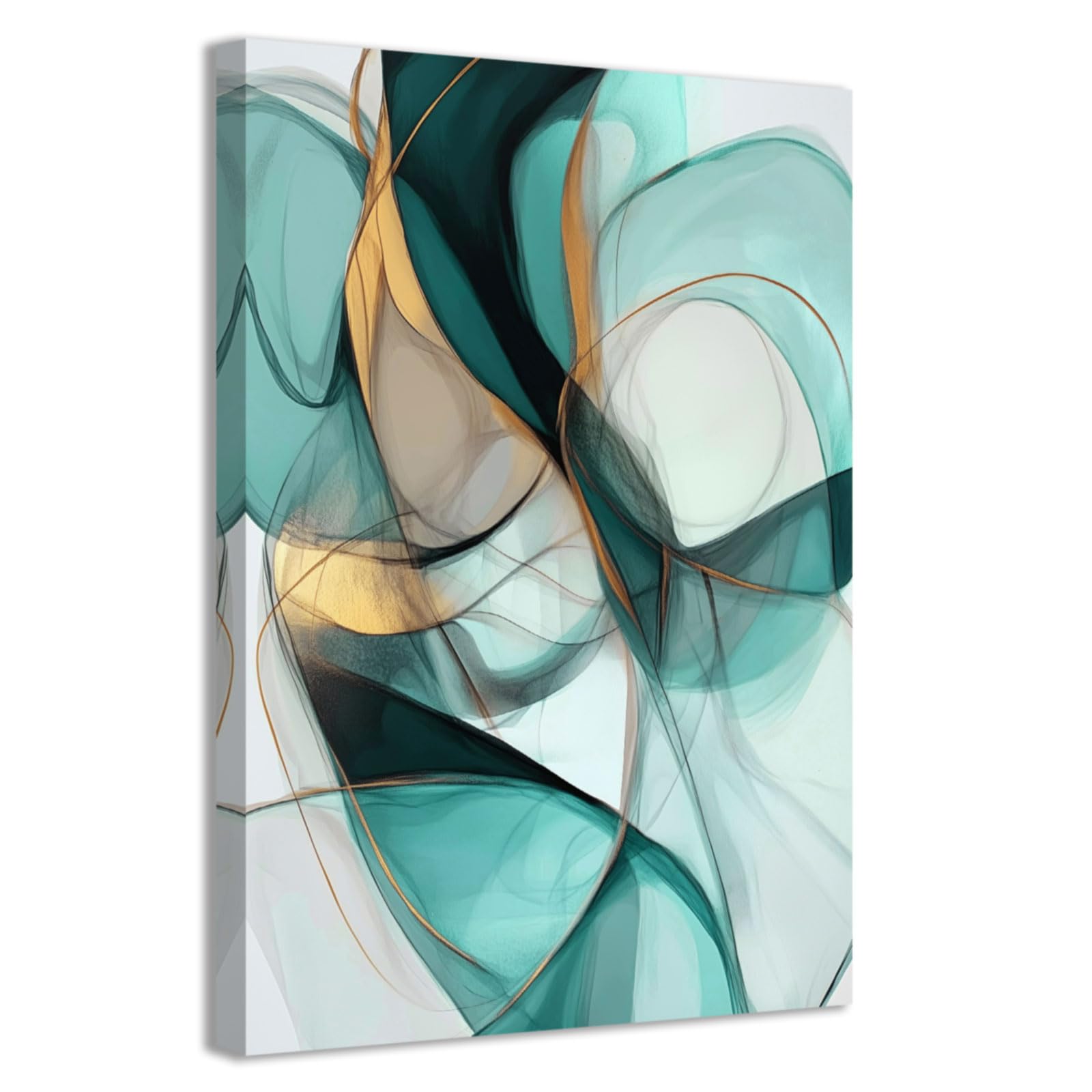 CCWACPP Teal Abstract Wall Art Canvas Prints Teal Pictures for Living Room Bedroom Bathroom Decor Modern Home Office Decor Framed (40.00 x 60.00 cms)