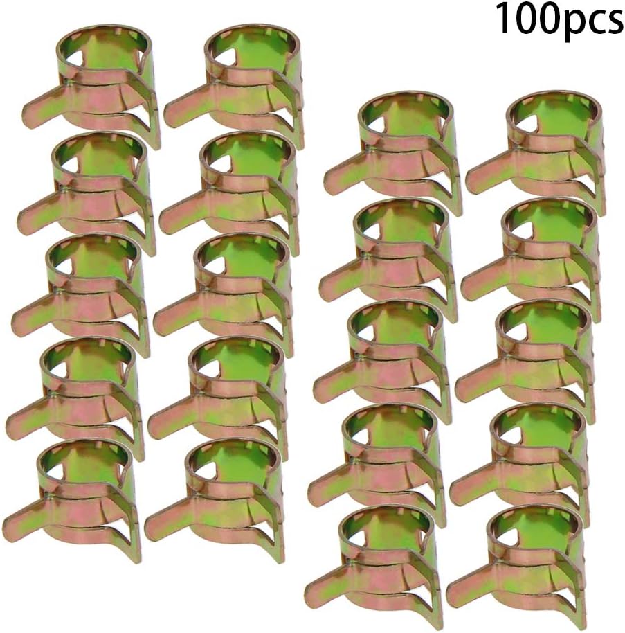 Bettomshin 10mm Spring Band Type Action Fuel/Silicone Vacuum Hose Pipe Clamp Low Pressure Air Clip Clamp 100Pcs