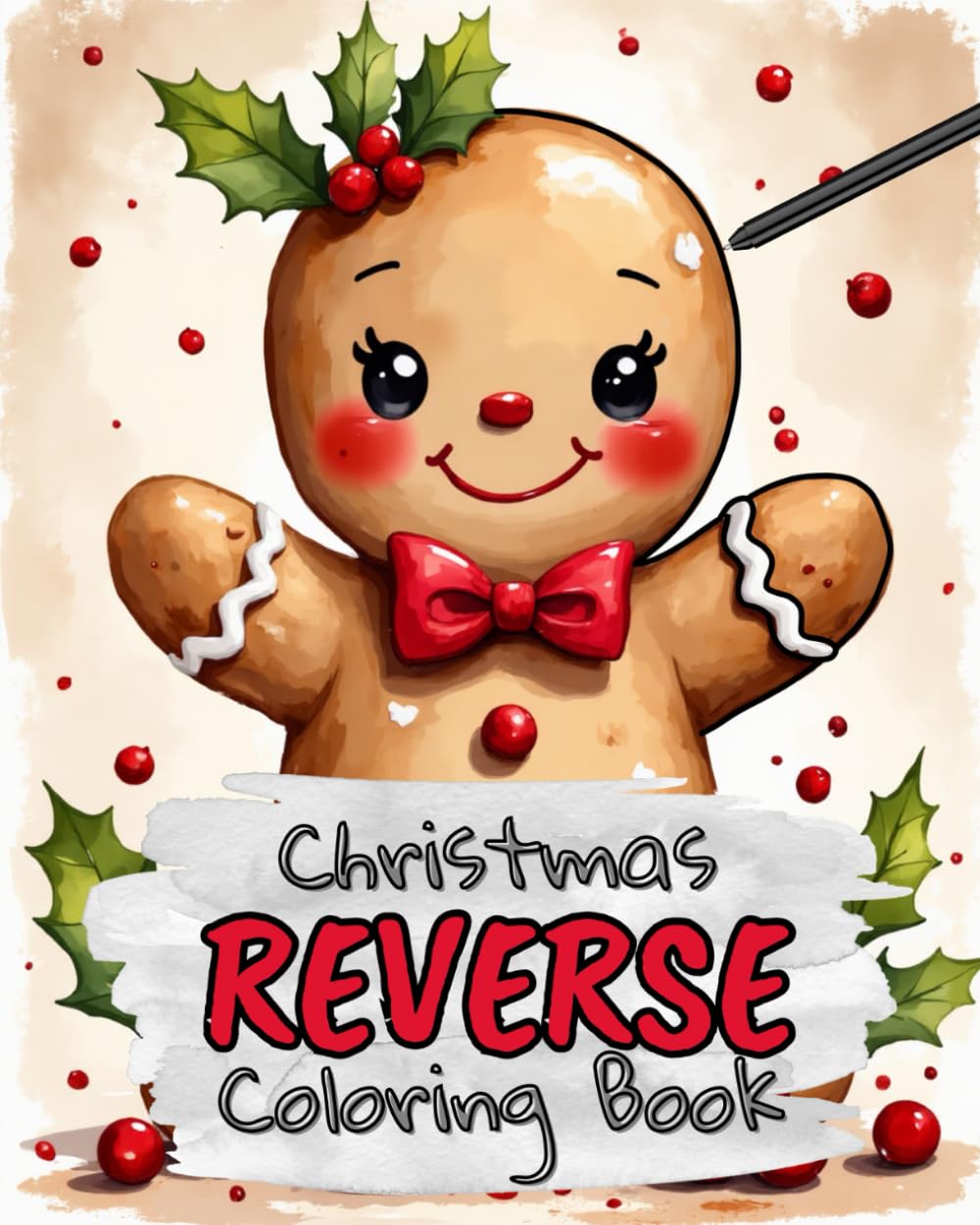 Christmas Reverse Coloring Book for Kids, Teens and Adults: Draw The Lines and Stay Calm, 40 Watercolor Patterns