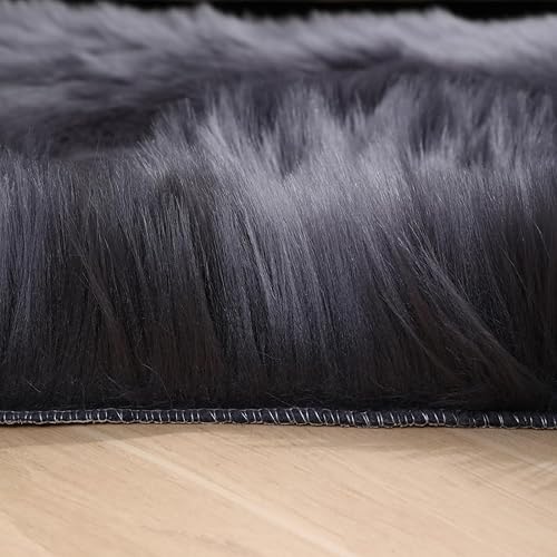 Miniatura 104 de Alfombra de piel sintética esponjosa de piel de oveja blanca, 4 x 6 pies, ultra suave, para dormitorio, mesita de noche, sala de estar, guardería