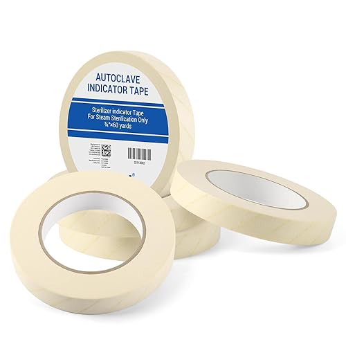 Vista 24 de JMU Cinta autoclave de 5 rollos, 3/4 pulgadas x 60 yardas, la esterilización indica cinta para esterilización con vapor