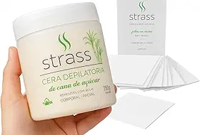Cera Depilatória Vegana Strass Kit 750g e 100 Lenços Viscose para Depilação Corporal