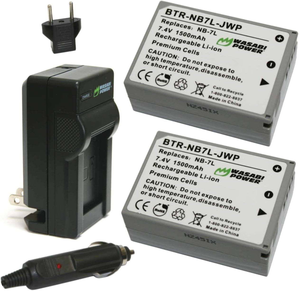 Wasabi Power NB-7L Battery (2-Pack) and Charger for Canon PowerShot G10, G11, G12, SX30 is