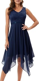 Women's Lace Cocktail Party Dress 2026 Handkerchief Hem Bridesmaid Prom Formal Dresses for Wedding Guest