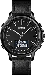 Relógio Masculino Preto - Pulseira de Couro Preto Importado, Quartz Minimalista Redondo, Prova d´água Luxo Casual Básico Eletrônico