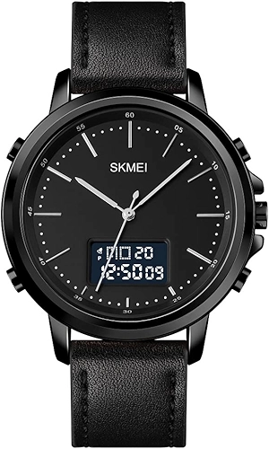 Relógio Masculino Preto - Pulseira de Couro Preto Importado, Quartz Minimalista Redondo, Prova d´água Luxo Casual Básico Eletrônico