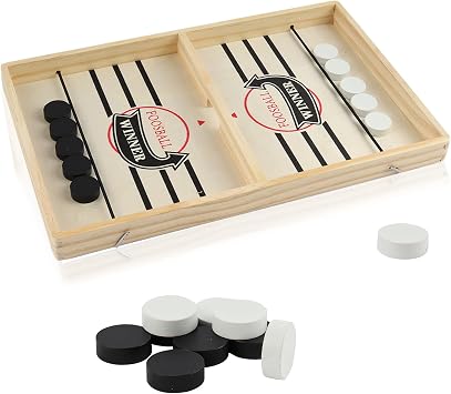 Fast Sling Puck Game,Slingshot Hockey,Wooden Paced Sling Puck Winner Interactive Board,Desk/Table Funny for Adults for Christmas Stocking Filler