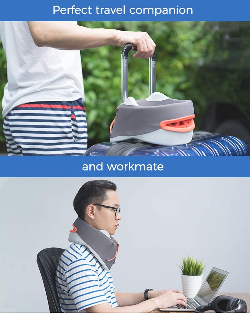 Lіmіtеd Stосk Pilo Togo Travel Pillow - Comfortably Supports Neck, Head & Chin. Flat Back with Window, No Pushing Head Forward and Easy Breath for Skin (Grey)