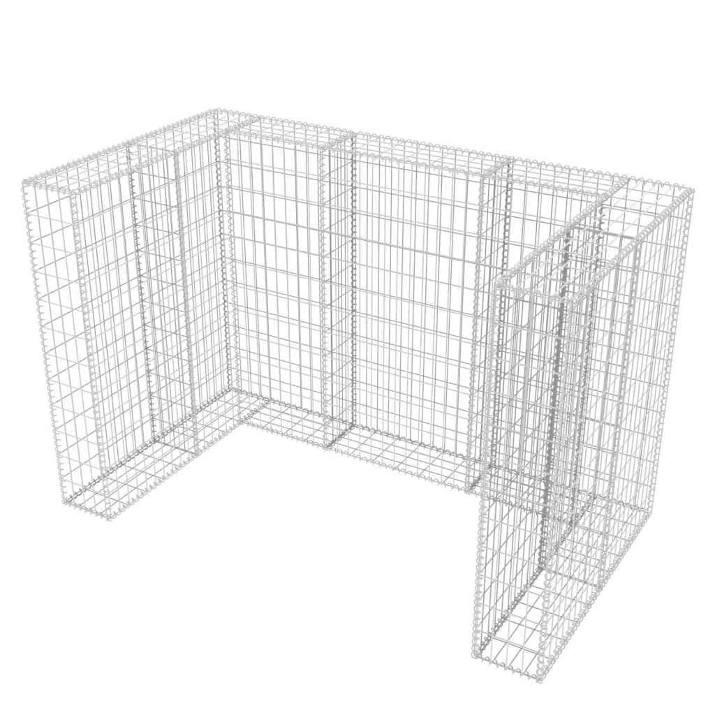Générique Cadre à Gabion de Poubelle Double Acier 180 x 100 x 120 cm, Maison & Jardin, Produits ménagers, Accessoires pour conteneurs à déchets, Cache-conteneurs à déchets, Argent, (Poids 33.4KG)