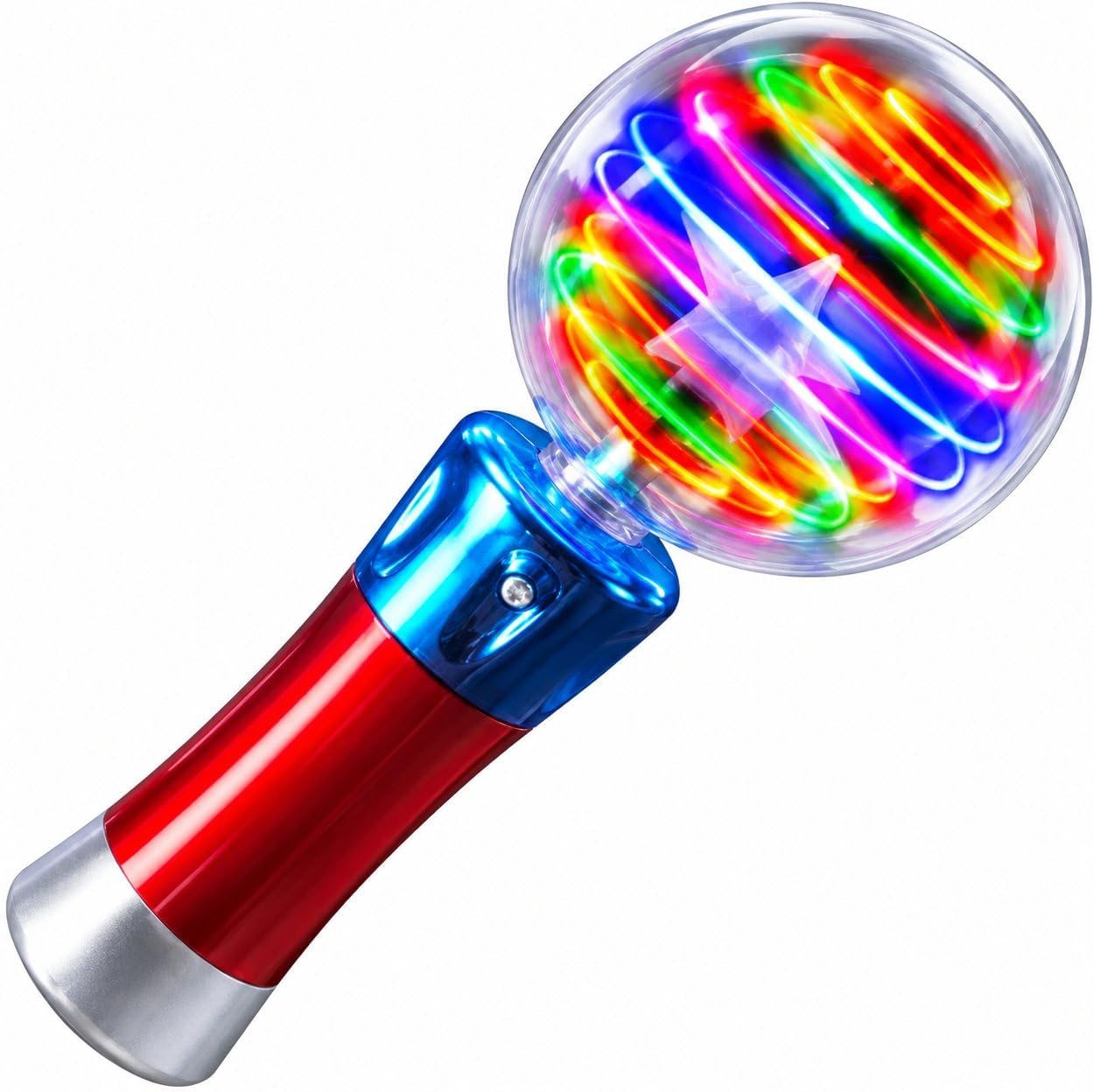 ArtCreativity Spinning Light Up Toy Magic Ball, Autism Sensory Kids Gift | Light-Up Spinning Magic Ball Wand, Cause-and-Effect Sensory Toy for Kids 3+, 3 AA Batteries Included