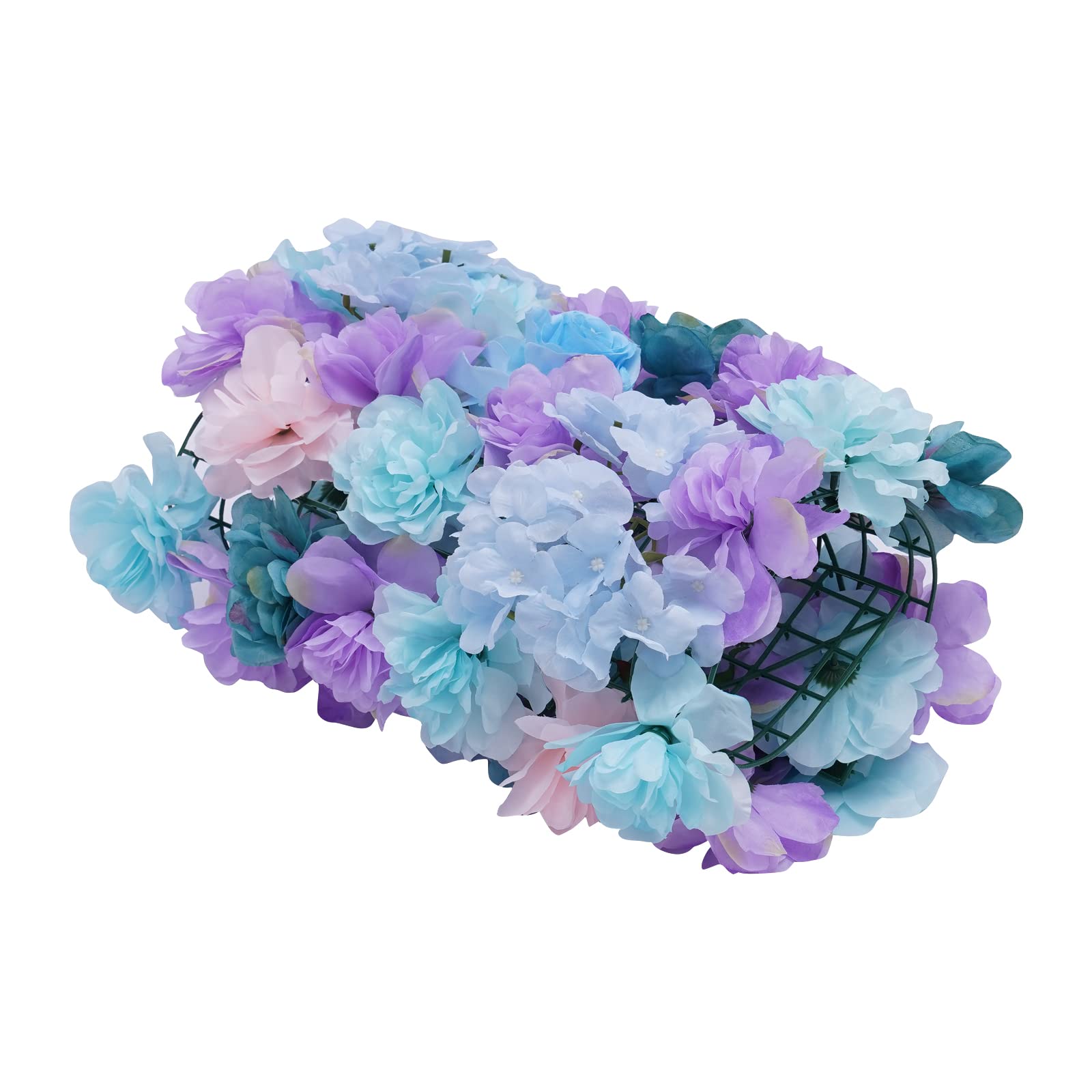6 Stück DIY Deko Blumen Wandpaneele Hochzeit Hintergrund, Künstliche Blumen Wandhintergrund Seidenblumen Wand Panel, Dekorative Kunstblumen-Wandmatte Wanddekoration für Hochzeit Party (Blau)