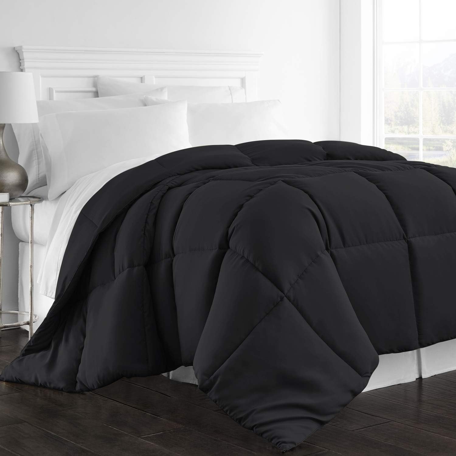 Beckham Hotel Collection 1300 Series - All Season - Luxury Goose Down Alternative Comforter - King/Cal King - Black