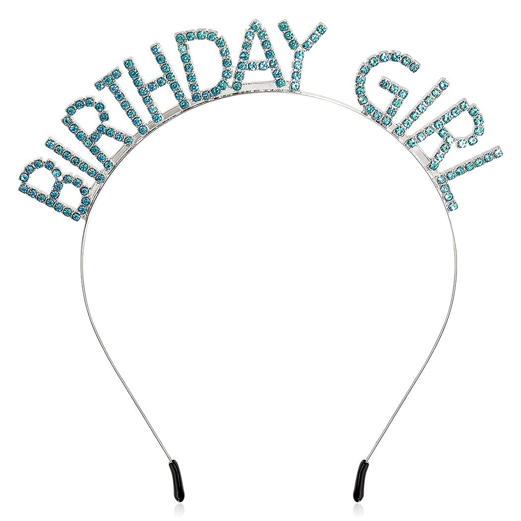SYOSI Birthday Crowns for Women, Birthday Girl Headband, Birthday Tiara Happy Birthday Headband Birthday Girl Crown Princess Bling Rhinestone Hair Band Party Decorations for Women Girls (Blue)