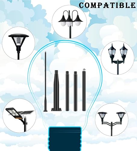 Miniatura 6 de Alfalfalulu Poste de luz de calle, poste solar para luces de exterior, subconjunto de postes de luz de calle para porche, patio, parque, camino,