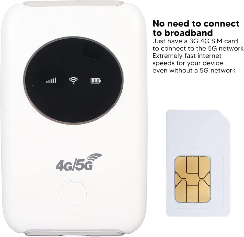 Elprico Hordozható 4G LTE WiFi Router, 300 Mbps Vezeték Nélküli Modem, SIM Kártyás, 3200 mAh Akkumulátor, Fehér