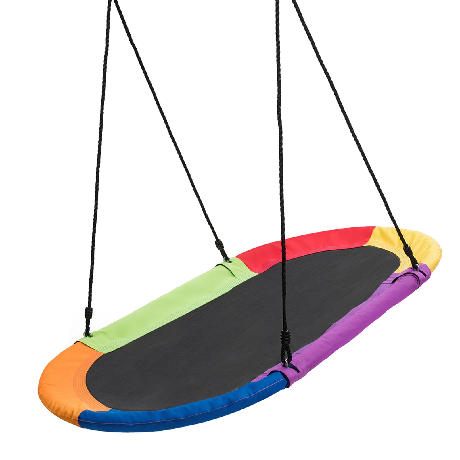 COSTWAY Columpio de Nido Columpio Colgante para Niño Cuerda Ajustable de 100-180 cm Carga hasta 150 kg para Jardín Interior Exterior (Multicolor)