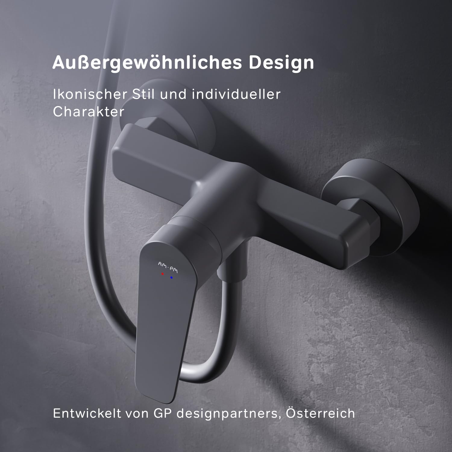 Duscharmatur Schwarz Matt Einhebelmischer, Mischbatterie Dusche, Badarmatur Einhand-Brausebatterie, Armatur Dusche für Badezimmer, Einhand-Brausearmatur, AM.PM Hit FTA20022