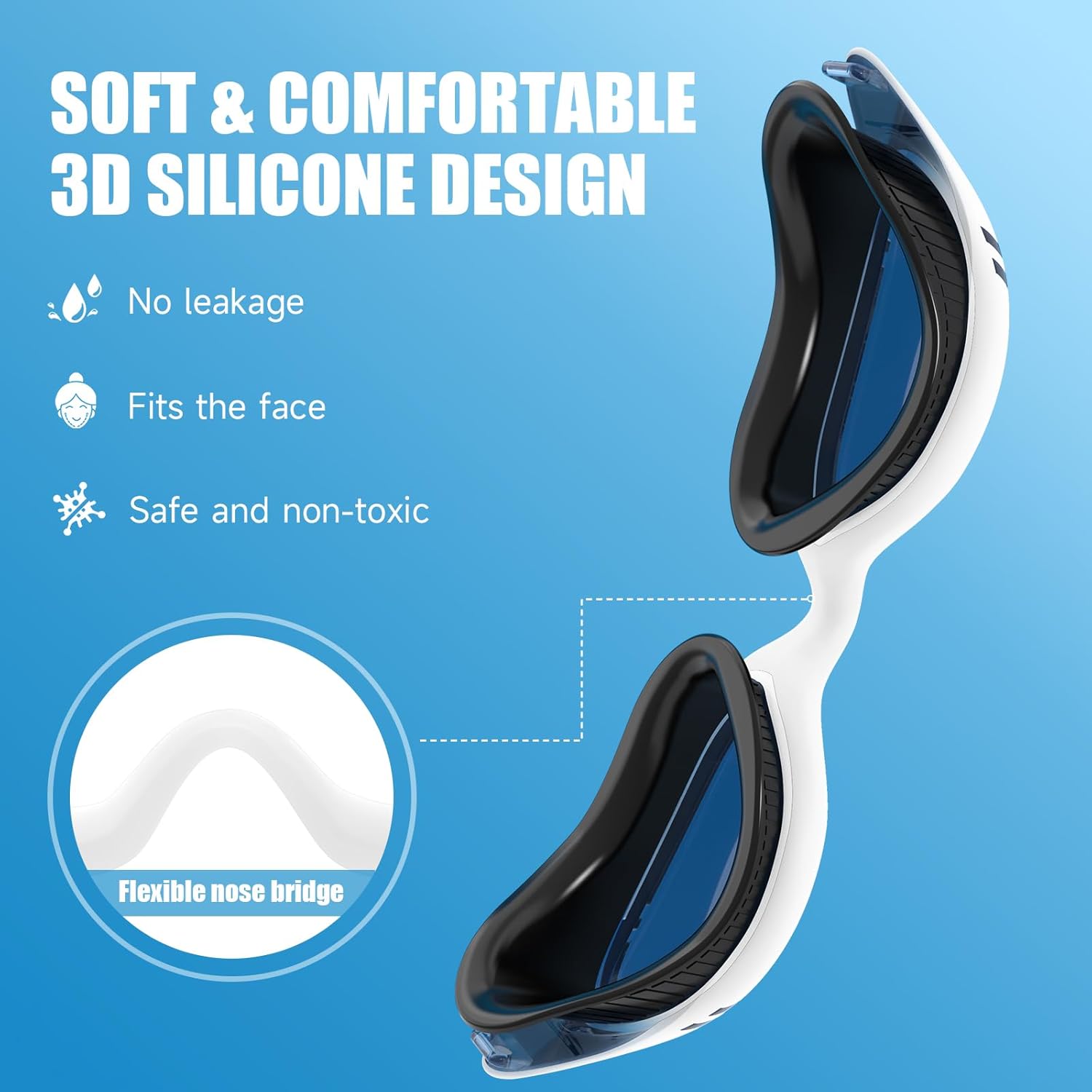 Adult Swim Goggles for Men Women Swimming Goggles Pool Anti-Fog/UV Water Swim Glasses Goggle with Case - Image 2