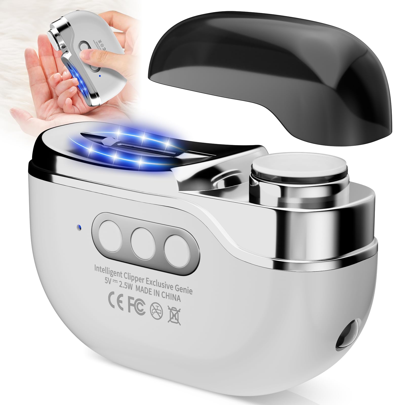 Automatic Electric Nail Clipper, 2025 New Electric Nail Clippers for Seniors with LED Light & 2 Speeds