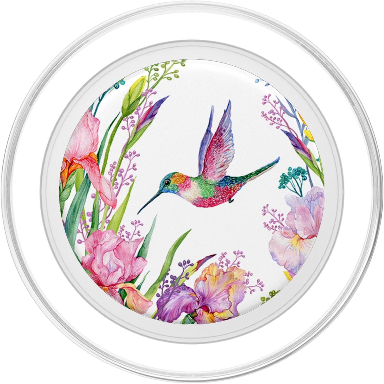 Hummingbird Floral Flowers Watercolor Garden Gardening PopSockets PopGrip for MagSafe