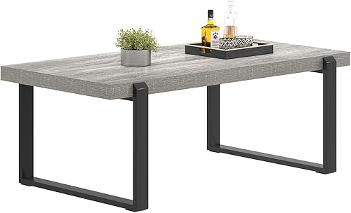 Miniatura 62 de FOLUBAN Mesa de centro rústica, moderna mesa central industrial de madera y metal para sala de estar, roble de 47 pulgadas Roble,Negro