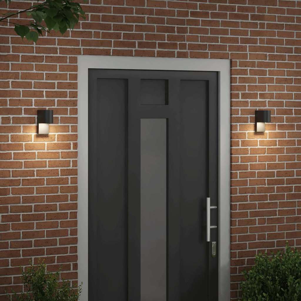 Zewnętrzna lampa ścienna 2 szt. czarna stal nierdzewna 12 x 7 x 15 cm