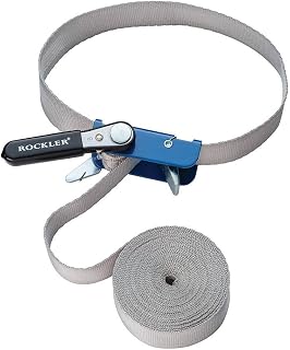 Rockler 1" x 15' Heavy-Duty Ratchet Band Clamp for Woodworking - Non-Stretch Nylon Strap, Permanent Handle for Odd Shapes & Frames