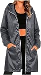 Rain Jacket Women Waterproof Hooded Outwear Plus Size Lightweight Raincoats Cozy 2026 Thin Windbreaker with Pockets