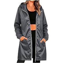 Rain Coats for Women Lightweight Packable Windbreaker Jackets Zip Up Waterproof Travel Coats Long Hooded Rain Jacket