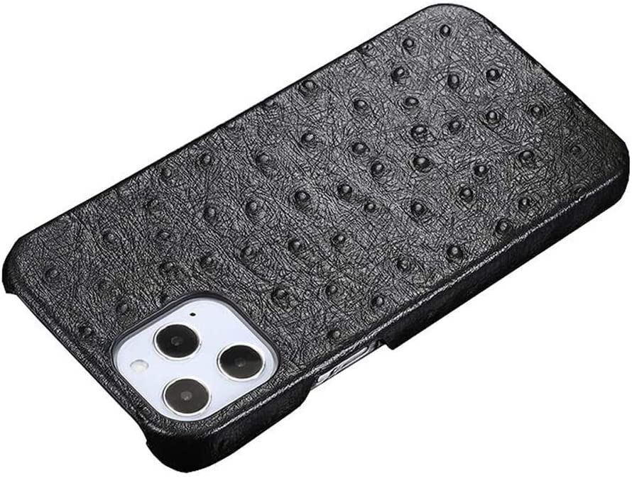 Coque arrière en cuir d'autruche Apple iPhone 12 Pro Max noire