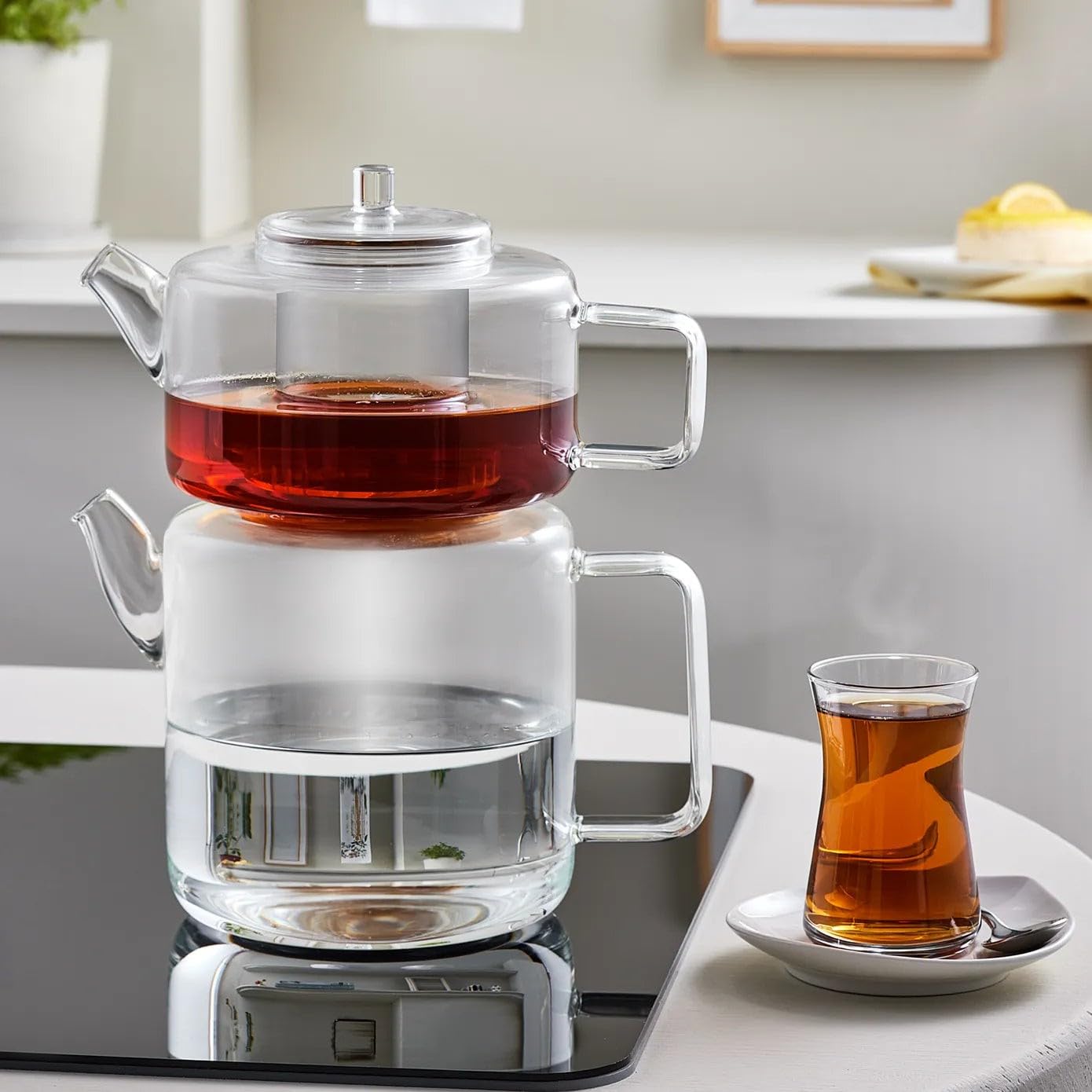 Allecto Plus - Glazen Kan 15 Liter Met Zeef Voor Theeliefhebbers Theepot Van Borosilicaatglas Oververhittingsbeveiliging Geschikt Voor Diverse Soorten Thee Theeservies Met Zeef Grote Capaciteit Van 15 Liter