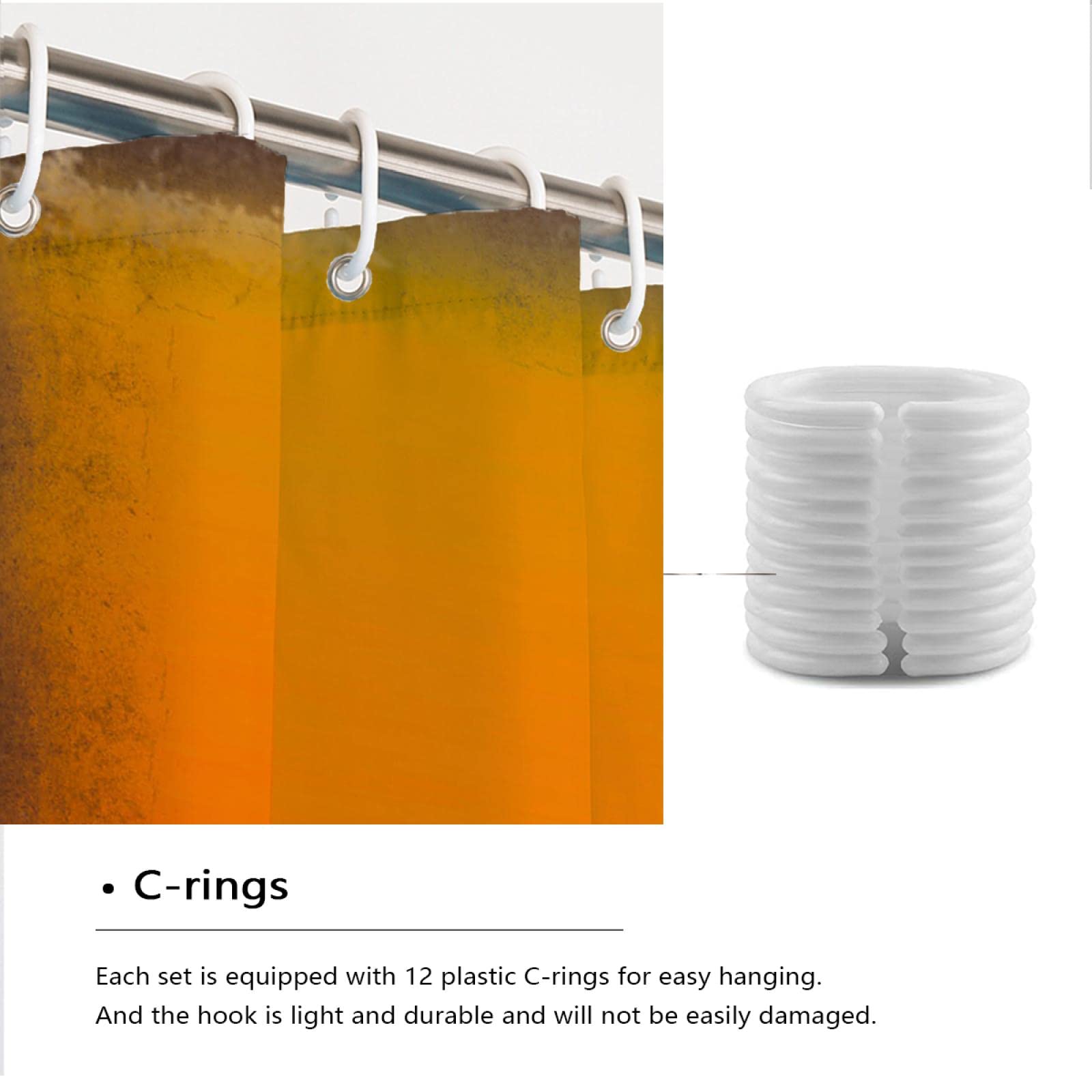 Abstrakte Duschvorhangeinlage Mark Rothko Malerei Badezimmervorhang Set mit Haken Wasserdichtes Polyester Orange Gelb Blau 200x180 cm