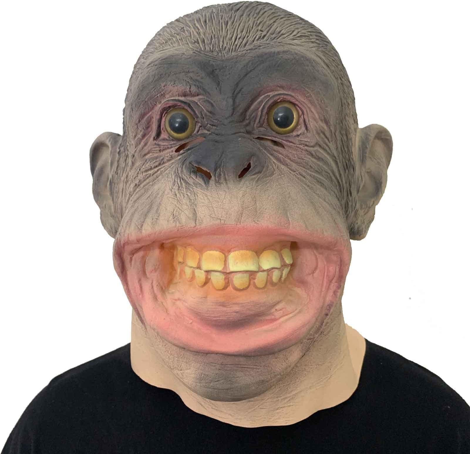 Monkey Mask Funny Animal Gorilla Creepy Halloween Cosplay Latex Scary Realistic Face Weird Mask for Adults