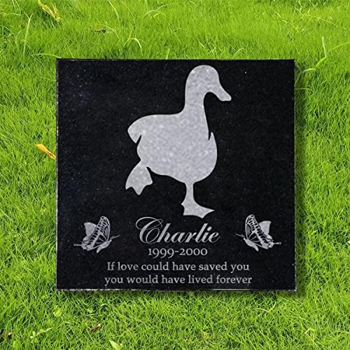 6×6 inches Personalized Pet Memorial Stones, Black Granite Memorial Garden Stone Laser Engraved, Gifts for Someone Who Lost a Loved One, or Pet, Dog, Cat (Duck & Goose)
