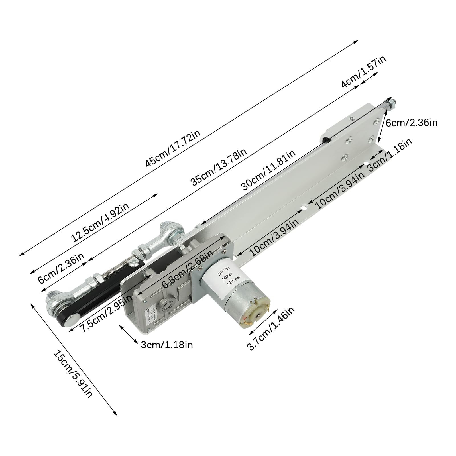 Hubkolben Linearaktuator, DC 24V 120RPM Elektromotor Linearantrieb, Getriebe Einstellbarer Teleskop DIY Motor mit Drehzahlregler Hub 3-15cm