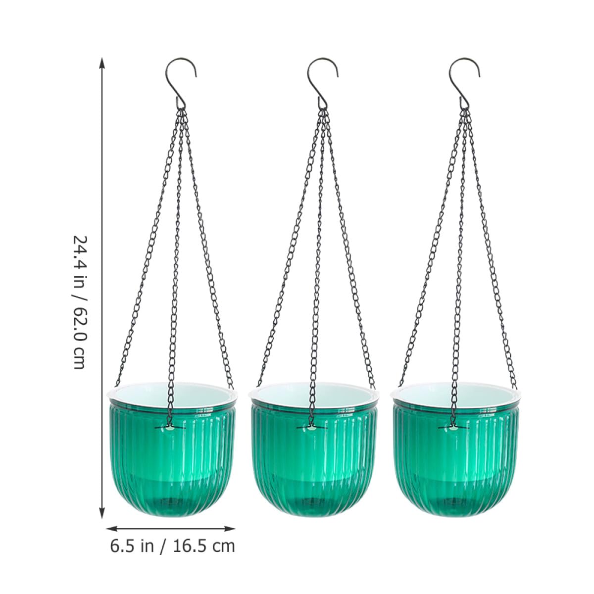 Uonlytech Fioriera Sospesa da Balcone 3 Pezzi in Plastico Verde | Autoirrigante, Resistente Gelo e Sole Intenso, Anti-sfaldamento, per Casa e Giardino