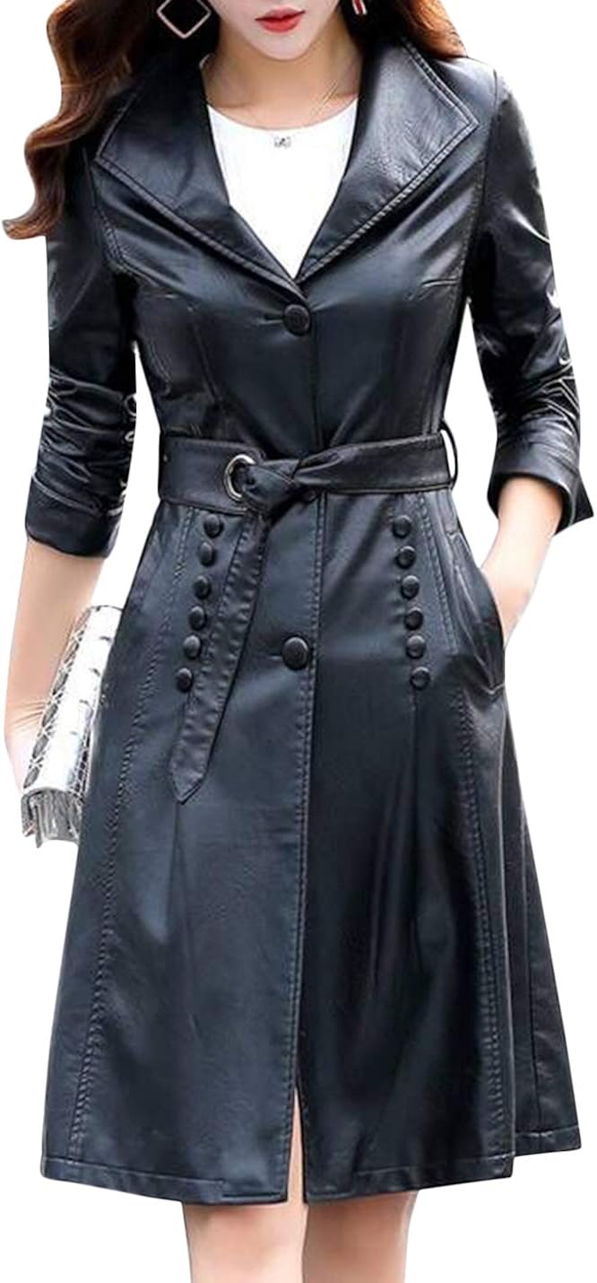 ladies long leather jacket