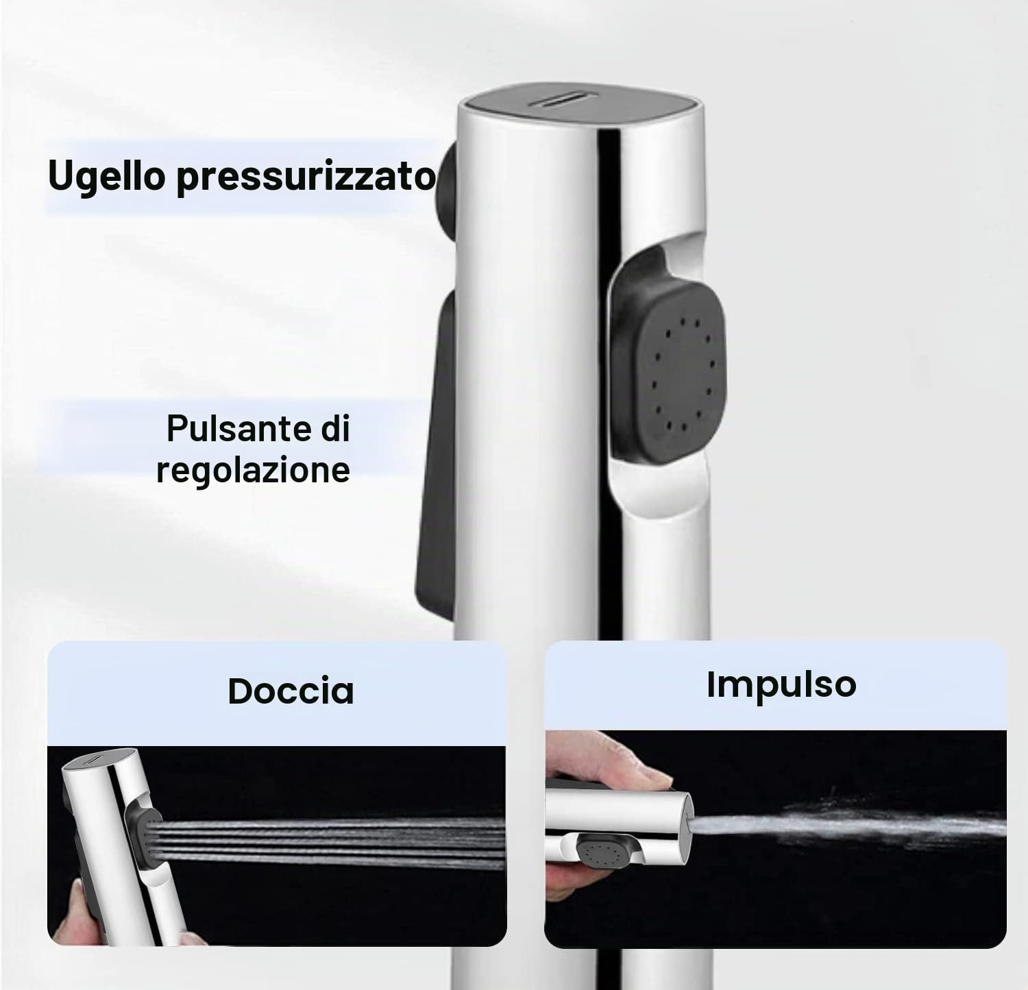 Kit Doccetta per Bidet Portatile -ABS Spruzzatore per WC con doppia modalità, Doccia con Deviatore 2 Vie, Tubo Flessibile da 150 cm e supporto
