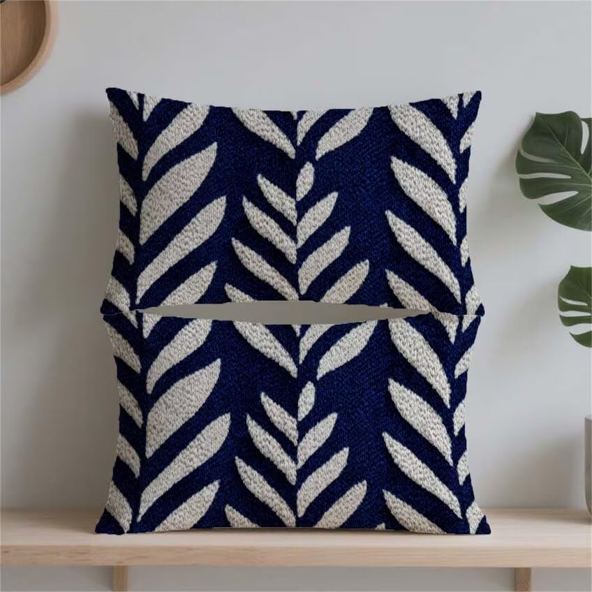 Housse de coussin 50x70cm marine en lin imperméable, cadeau maison - 2