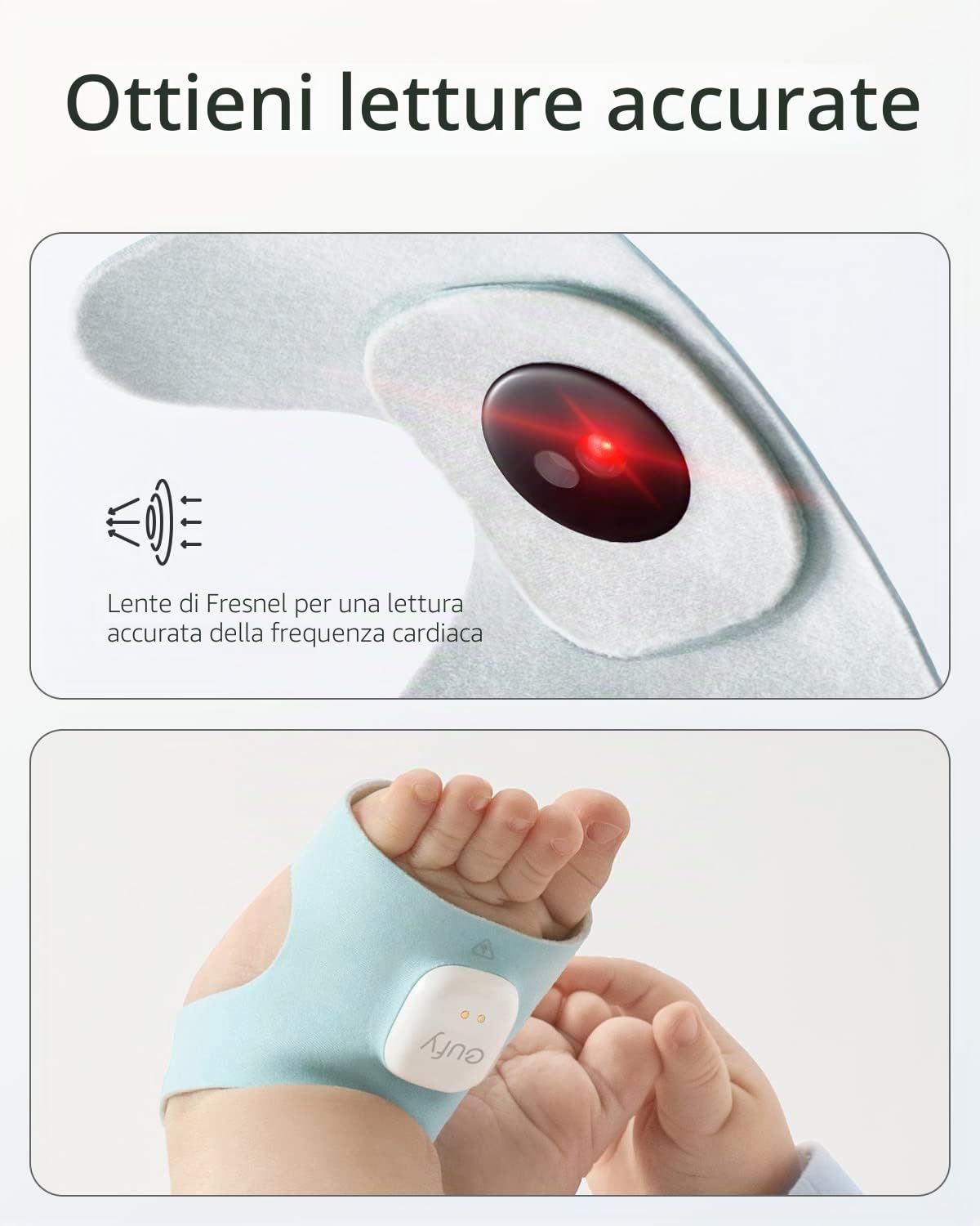 Calzini Intelligente eufy Baby S340, baby monitor Wi-Fi 2,4 GHz, monitoraggio del sonno, ritmo cardiaco, ossigeno nel sangue, telecamera 2K, rilevamento IA del Pianto, Panorama e Inclinazione, senza