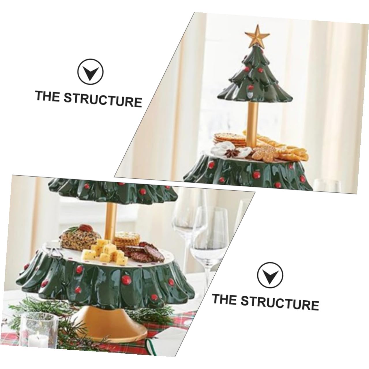 Espositore Natalizio per Snack in Resina Sicura, Vassoio Portaoggetti Multifunzionale per Dolci e Frutta, Decorazione da Tavolo per Feste di Natale e Celebrazioni