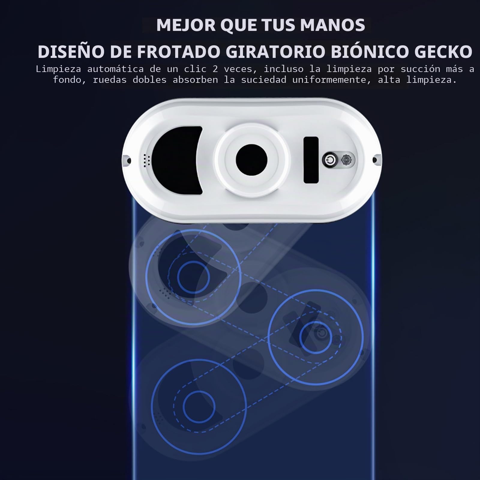 Limpiador de ventanas robótico, 5600 Pa de succión, limpiador de ventanas automático, sistema de seguridad, navegación inteligente, control remoto, para todas las superficies lisas, con 10 paños (C)